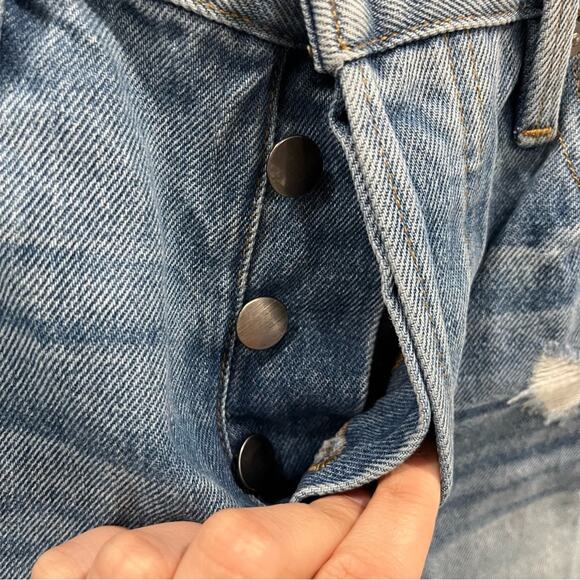 Frame Denim Le Original Short Rigid Re-Release Distressed Button Fly Size 25 - Picture 4 of 10